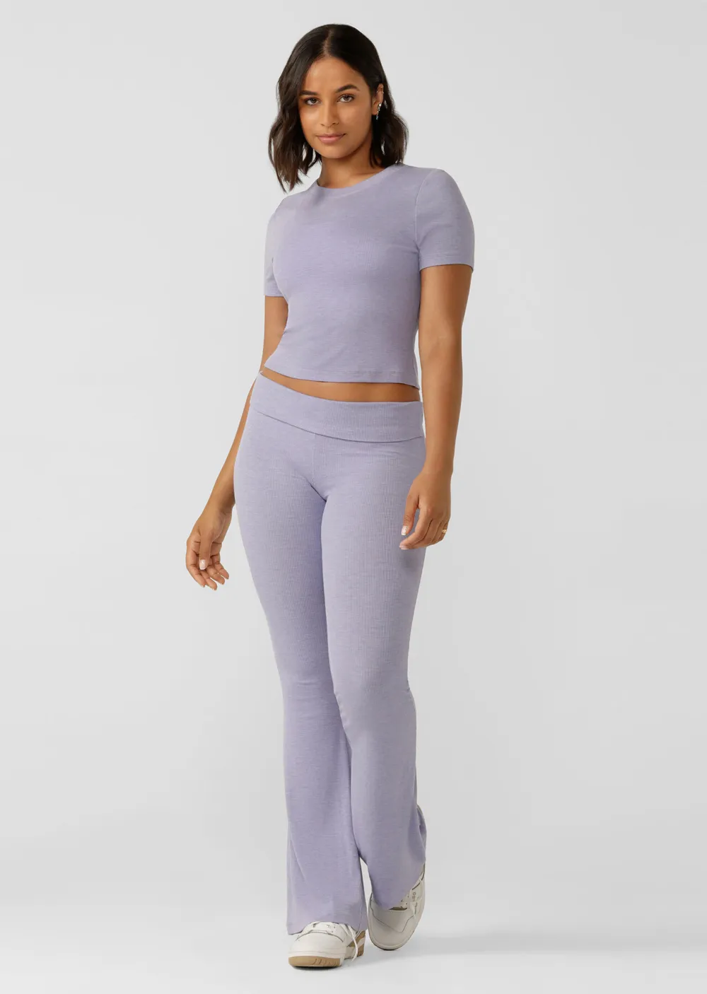 Modal Luxe Lounge Fold Waist Rib Flares