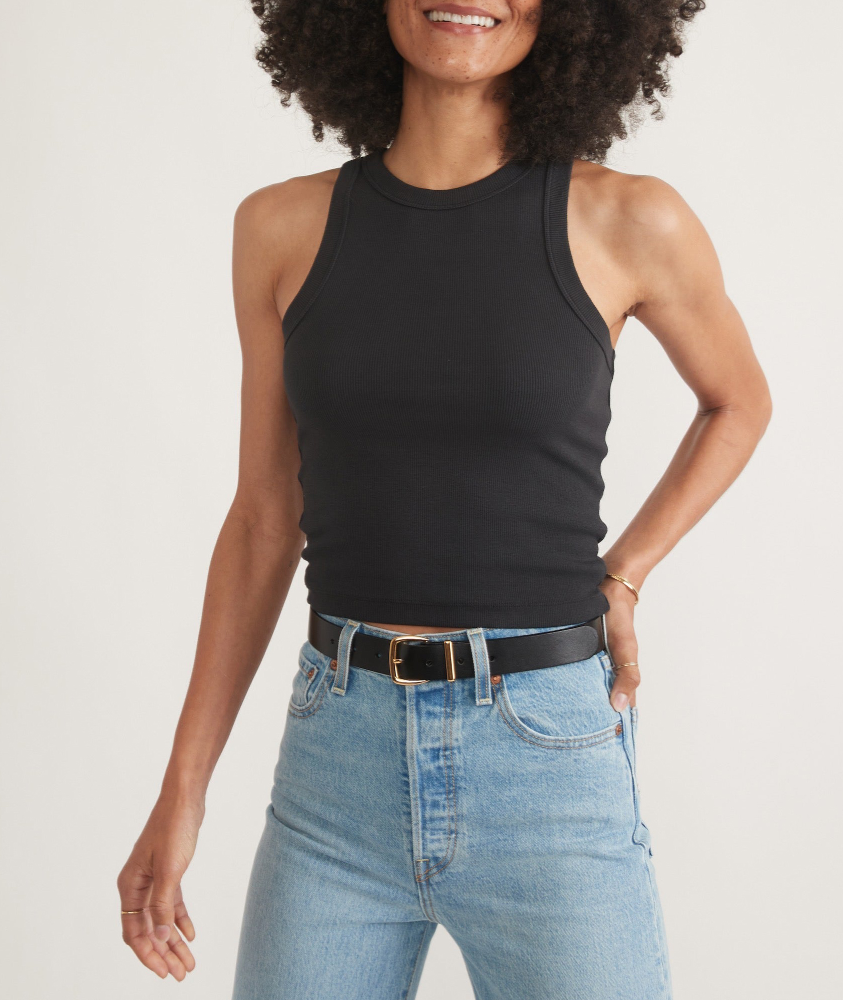 Faded Black High Neck Crop Tank