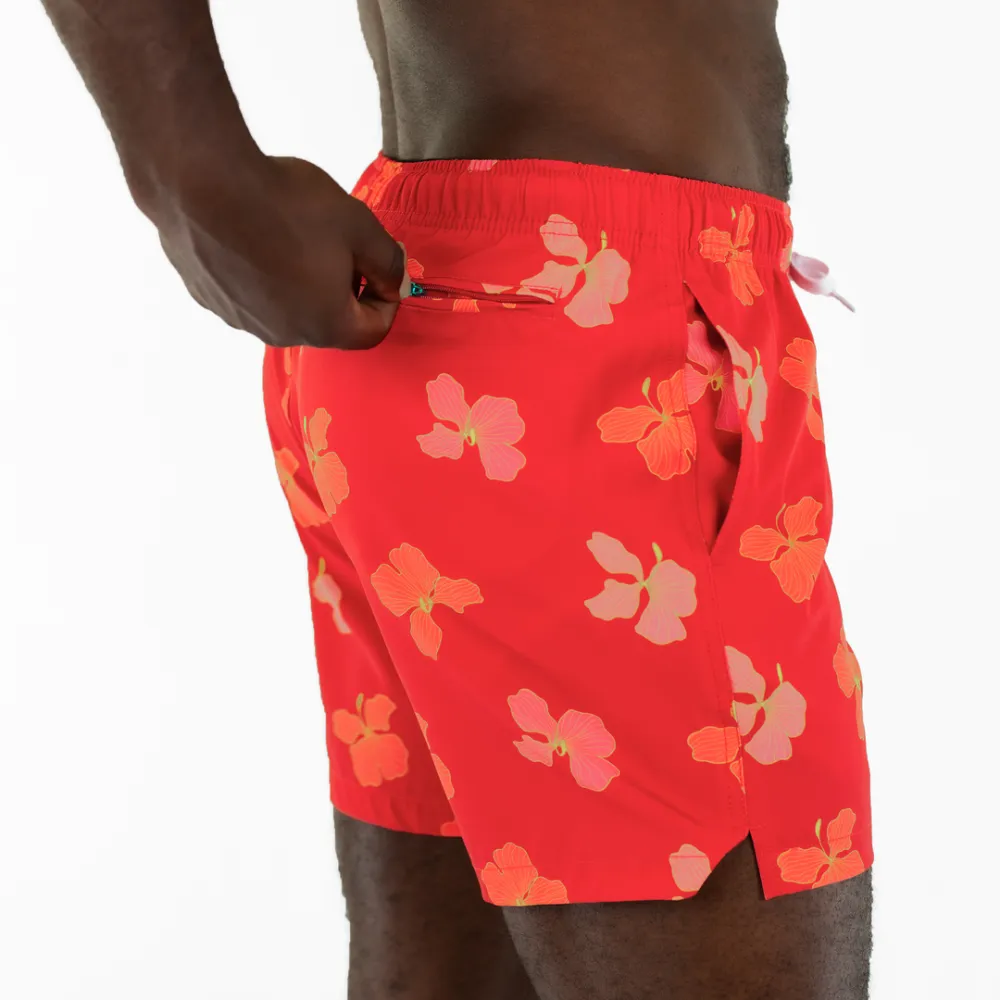 Floral Print Swim-Red