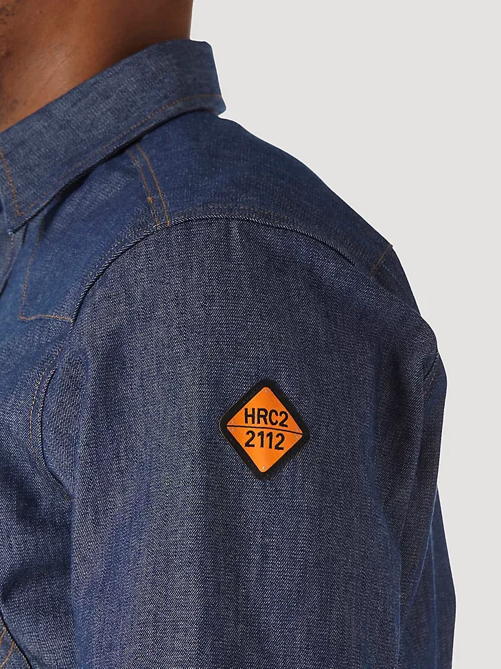 WRANGLER® FR FLAME RESISTANT LONG SLEEVE DENIM WORK SHIRT IN DENIM