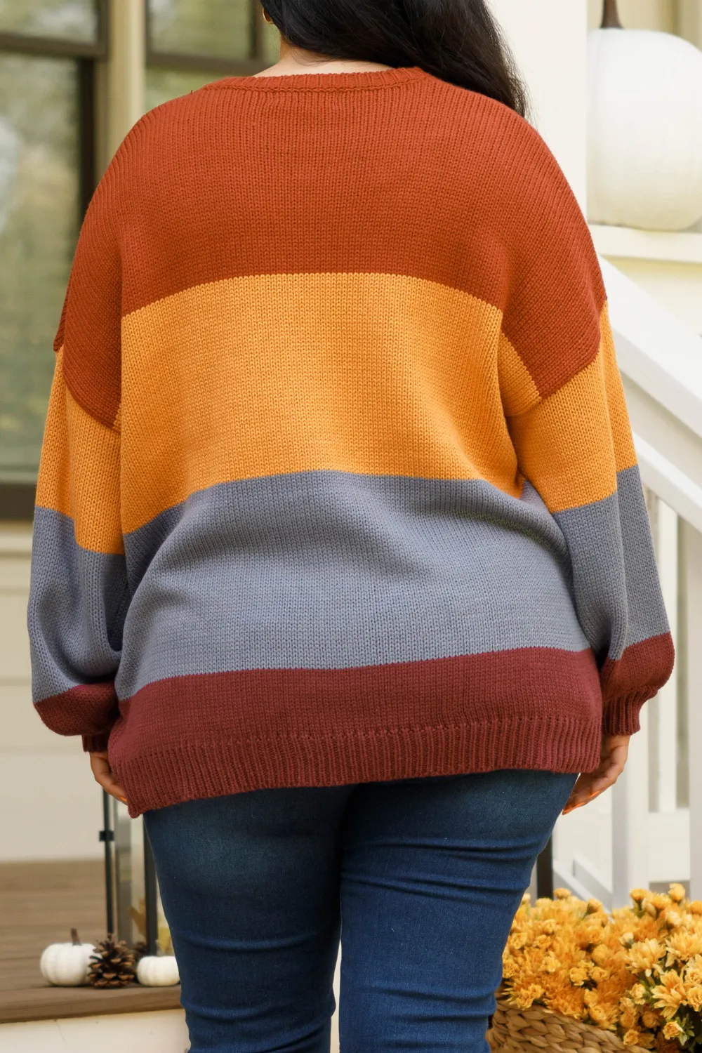 Ready for Sweater Weather Sweater, Rust-Butterscotch-Grey