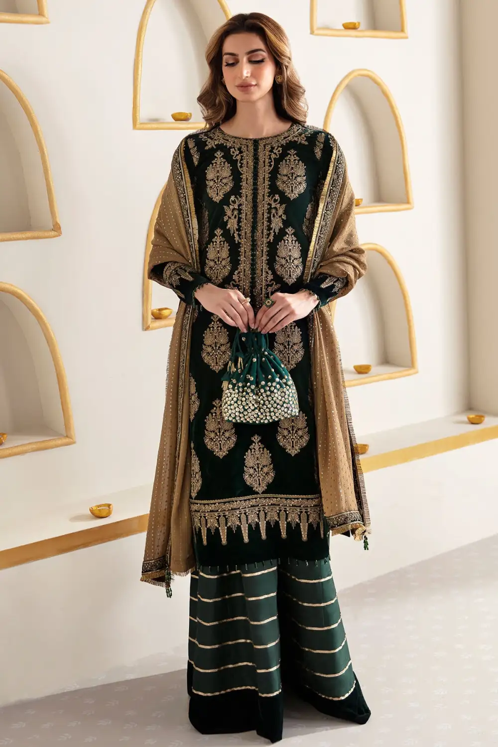 Embroidered Velvet Formal Sets