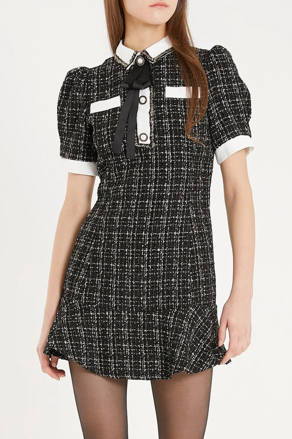 Lourdes Tweed Trumpet Mini Dress