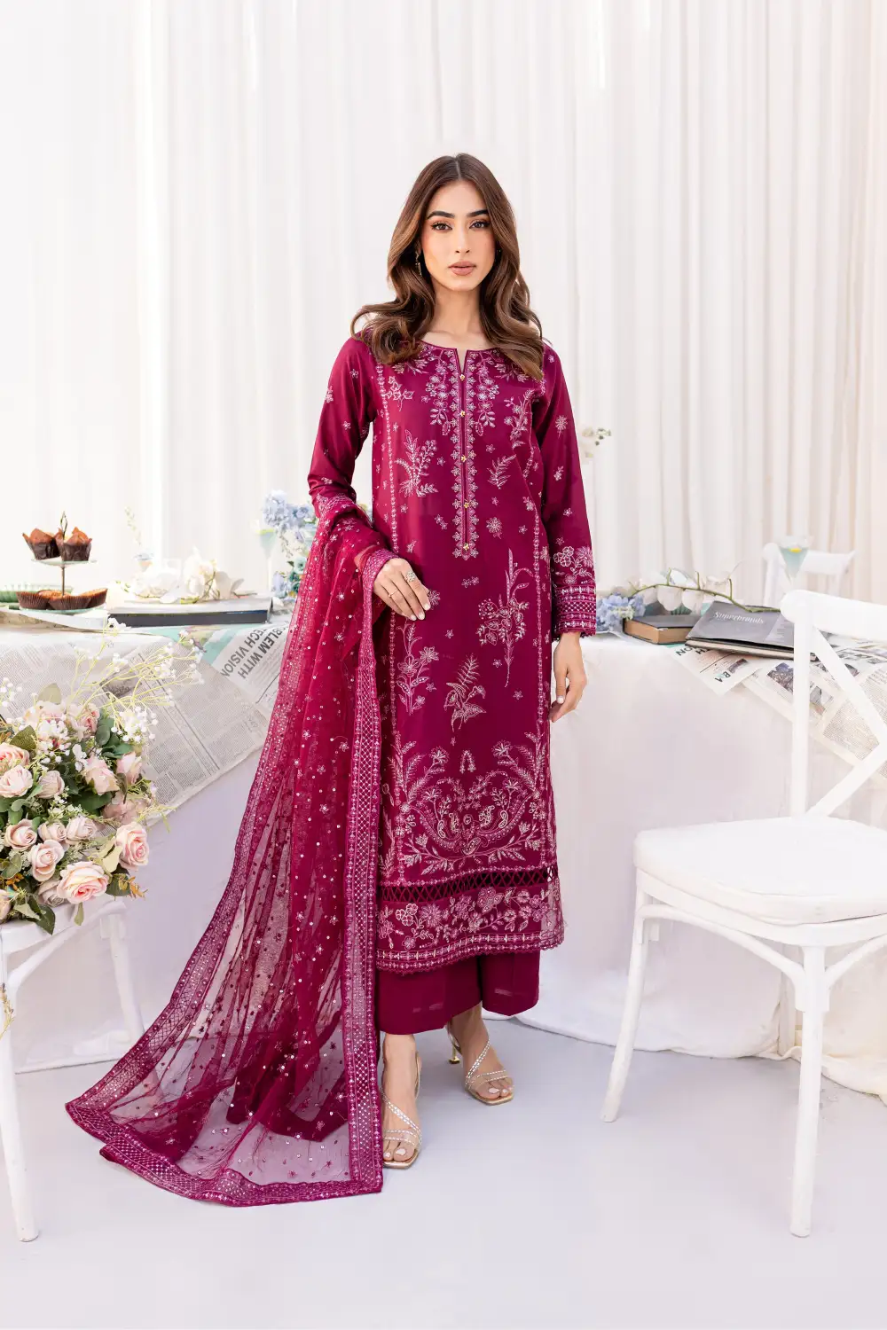 Liara 3Pc - Embroidered Lawn Dress