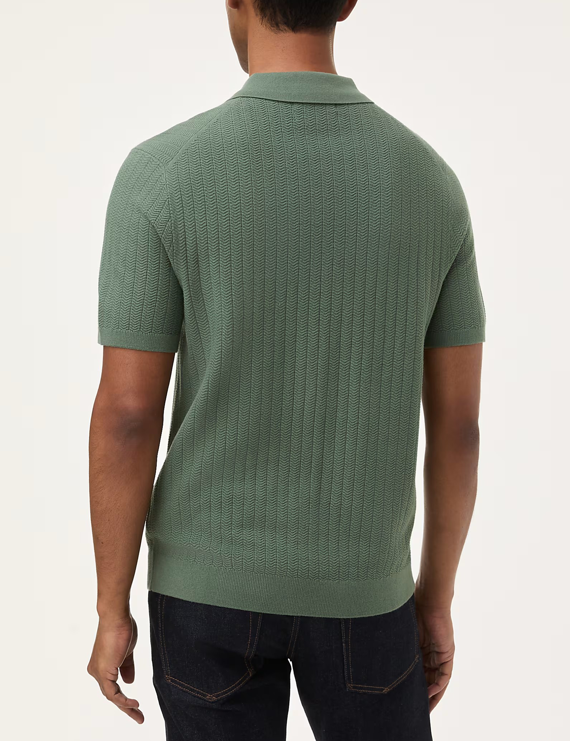 Cotton Rich Textured Knitted Polo Shirt