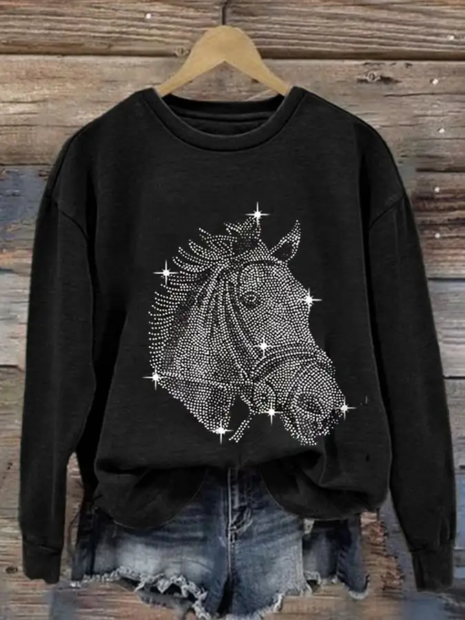 🔥Buy 3 Get 10% Off🔥Women'S Western Horse Print Casual Sweatshirt