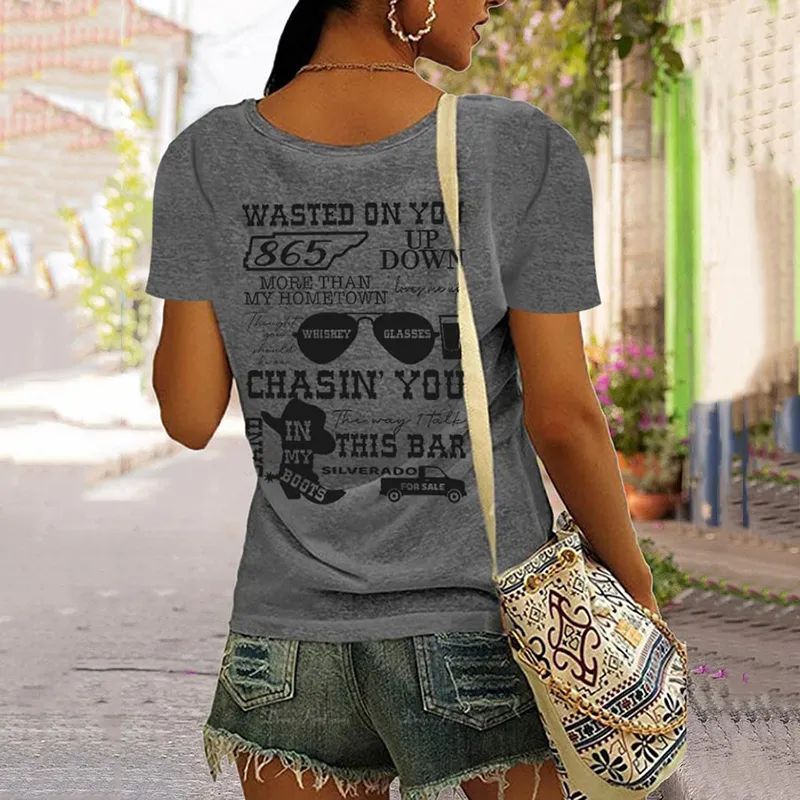 Wallen Wasted On You Shirt Country Music Print Casual T-Shirt