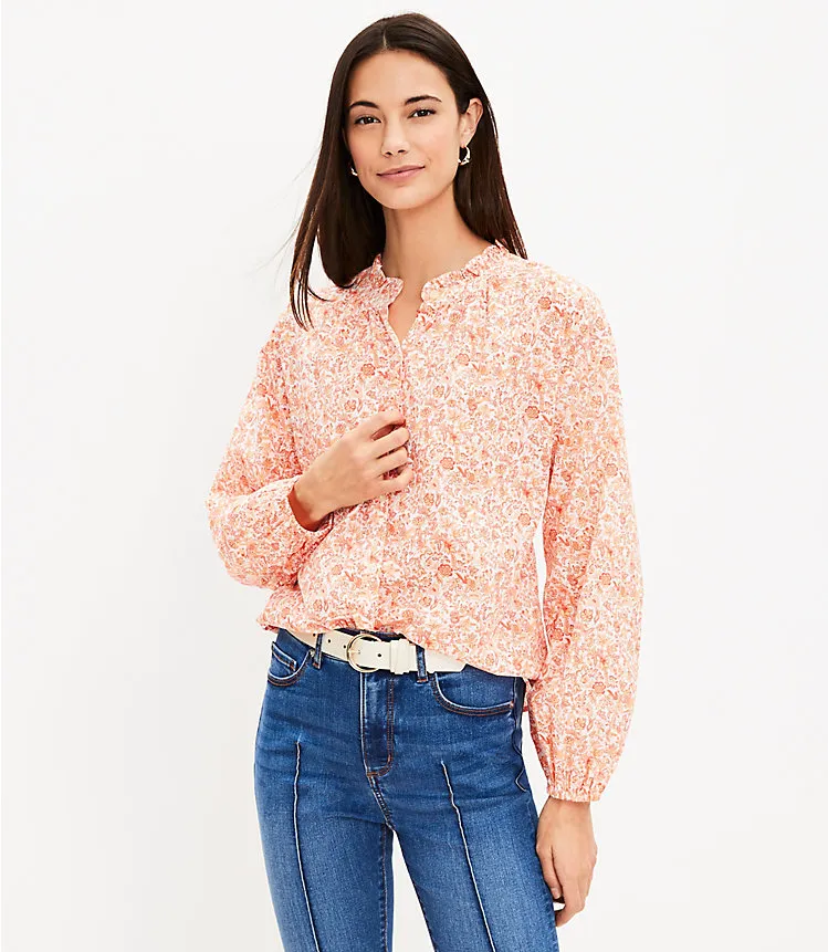 Jungle Ruffle Neck Poet Blouse