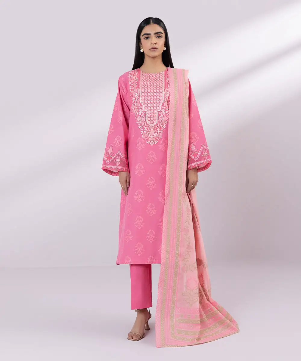 3 Piece - Embroidered Jacquard Suit