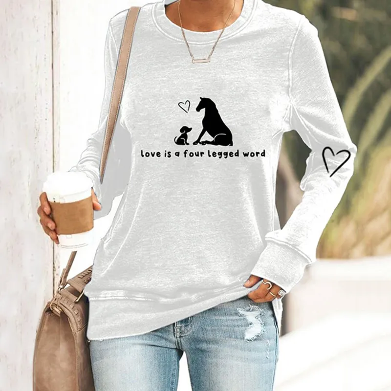 Women's Love Is A Four Legged Word Dog And Horse Print Sweatshirt