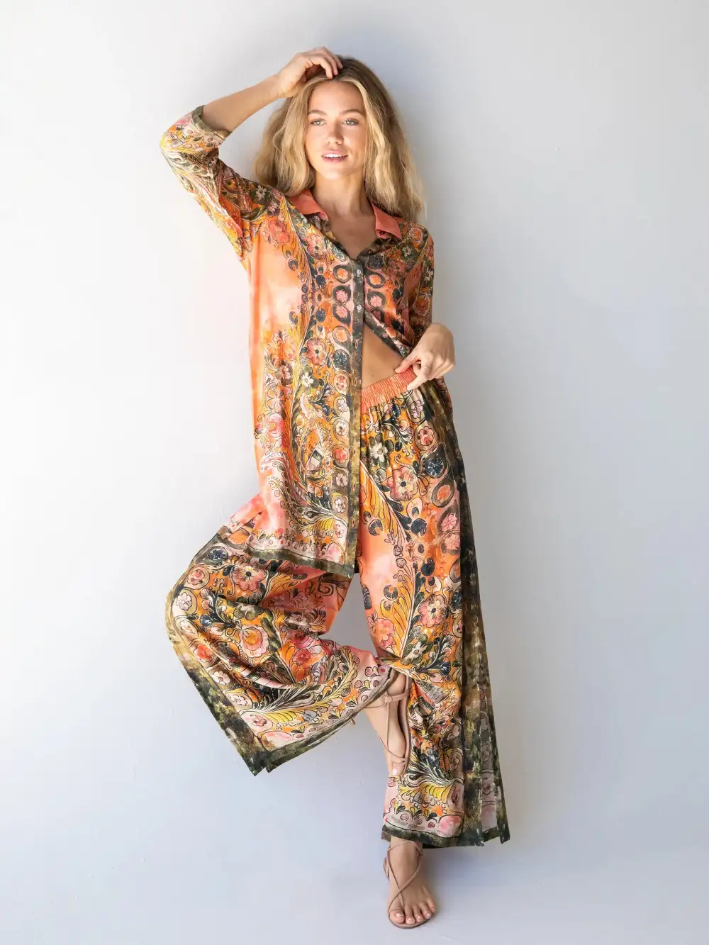 Fiona Tunic Dress - Orange Paisley