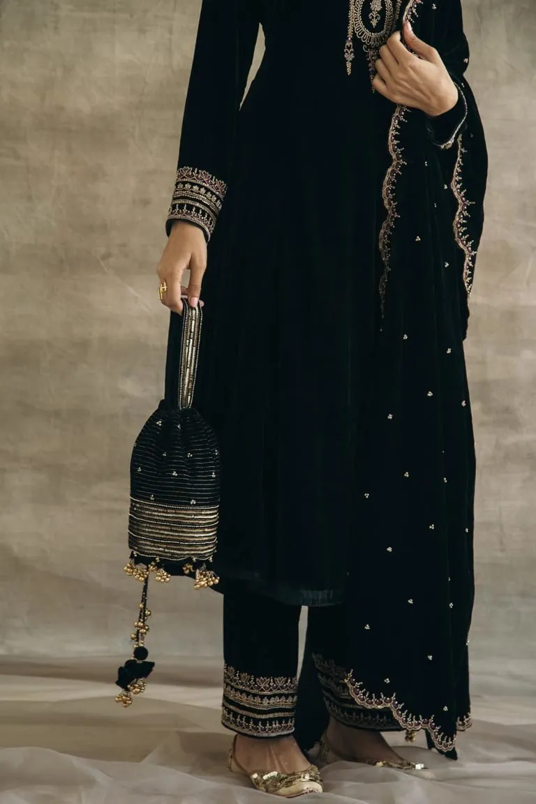 Silk Velvet Mughal Kurta Set