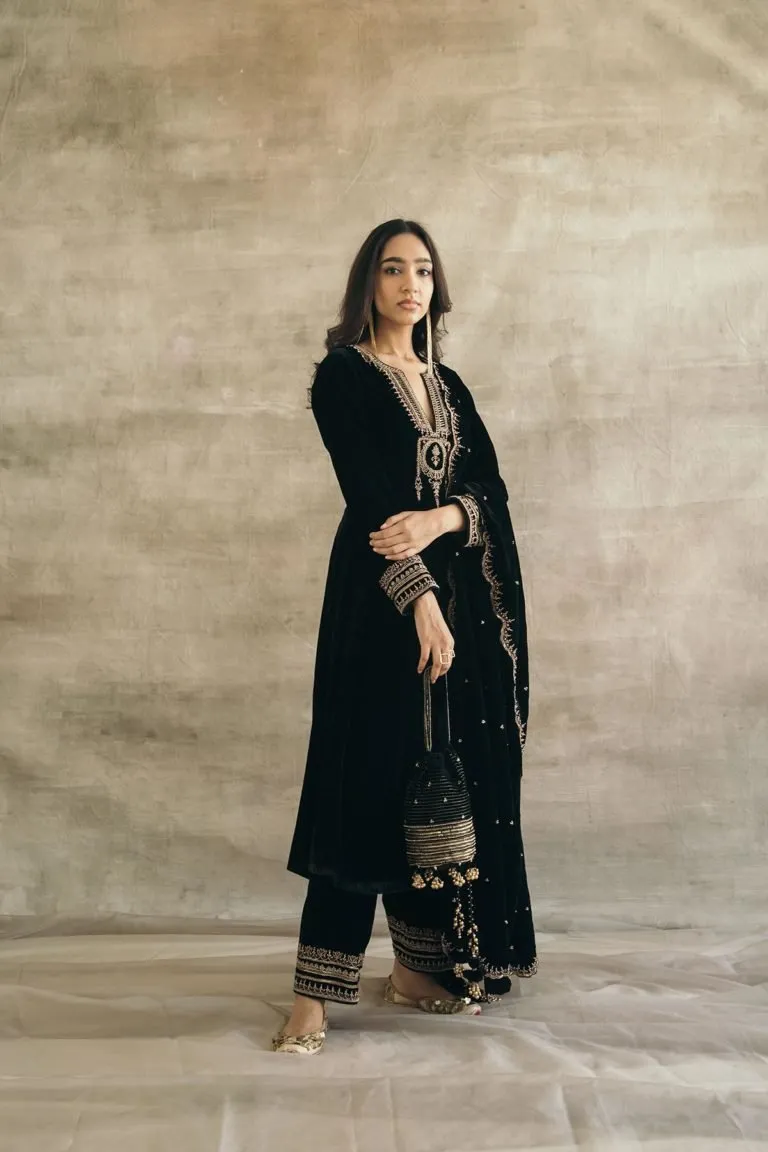 Silk Velvet Mughal Kurta Set