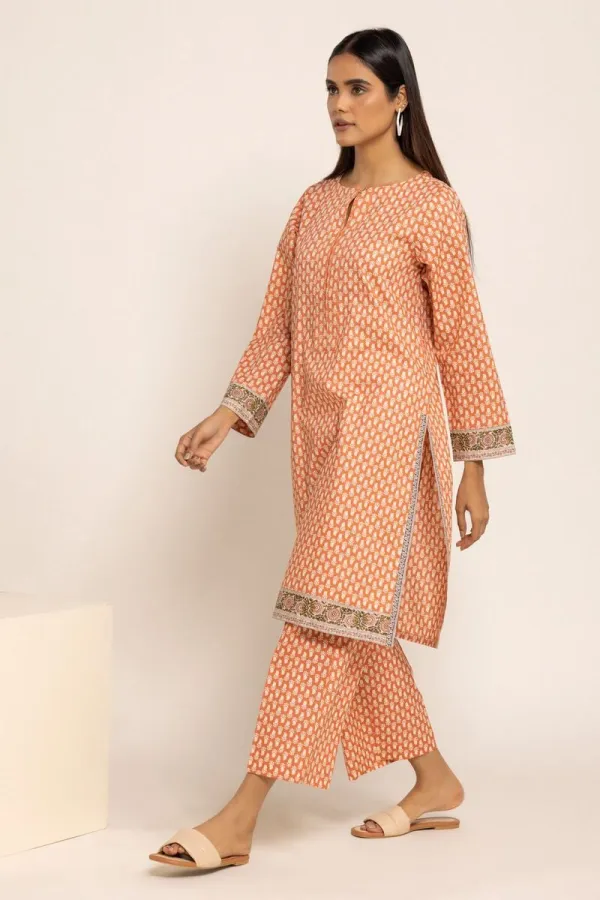 2 Piece | Kurta & Pants | Color Pink Orange