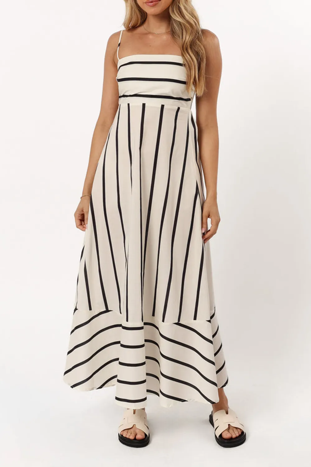 SHANTELLE MIDI DRESS - CREAM STRIPE