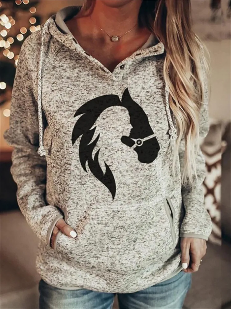 Western Cowgirl Horse Lover Heather Hoodie