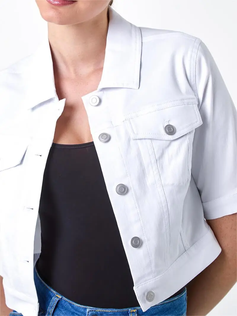 White Short Sleeve Stretch Jacket