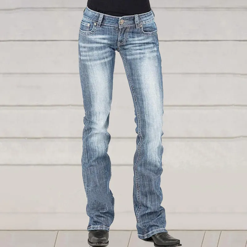 Classic Hip Hugger Washed Bootcut Jeans