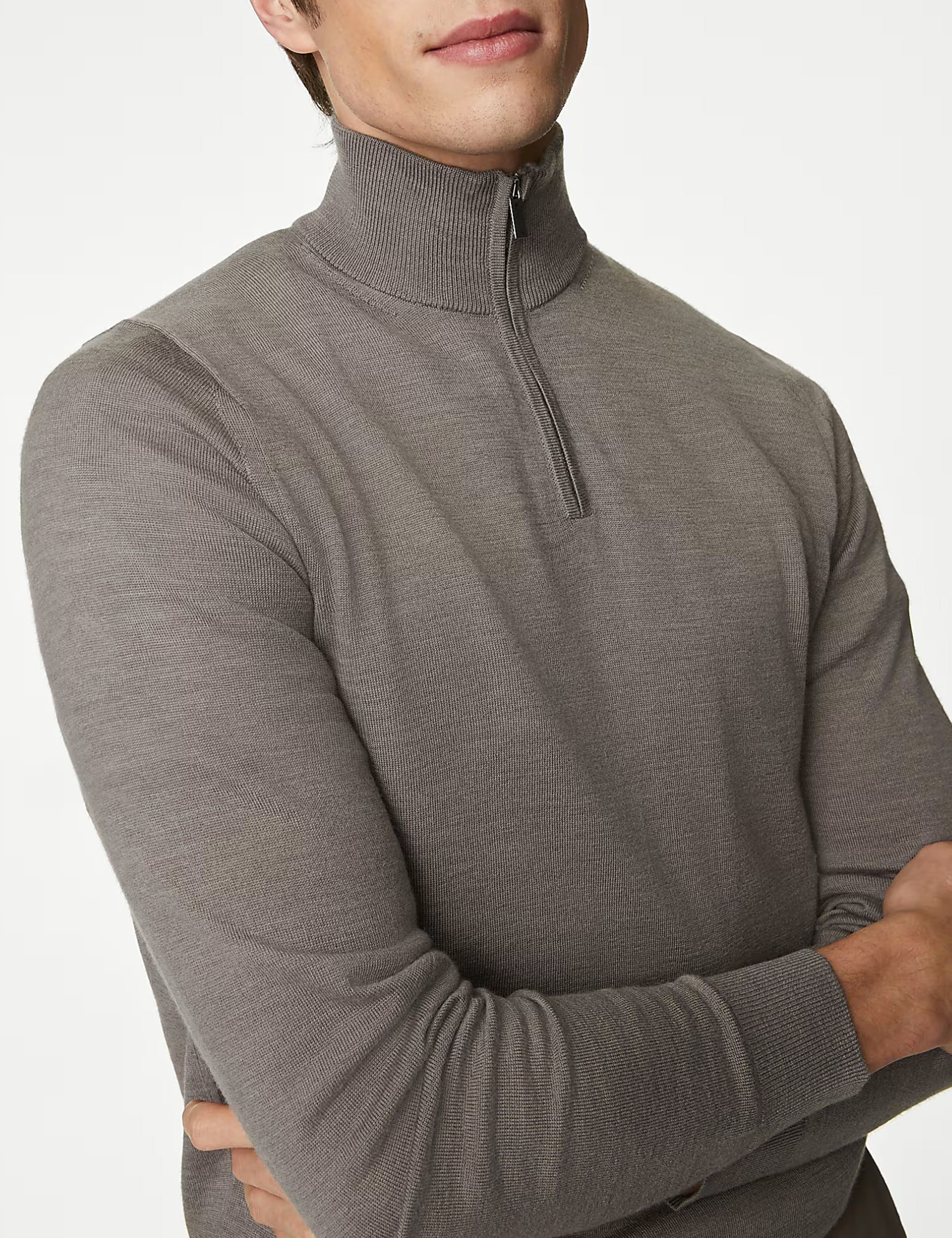 Pure Extra Fine Merino Wool Half Zip Jumper