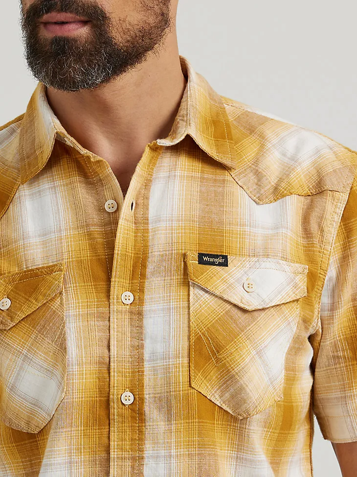 MEN'S SHORT SLEEVE PLAID SHIRT IN SEQUOIA