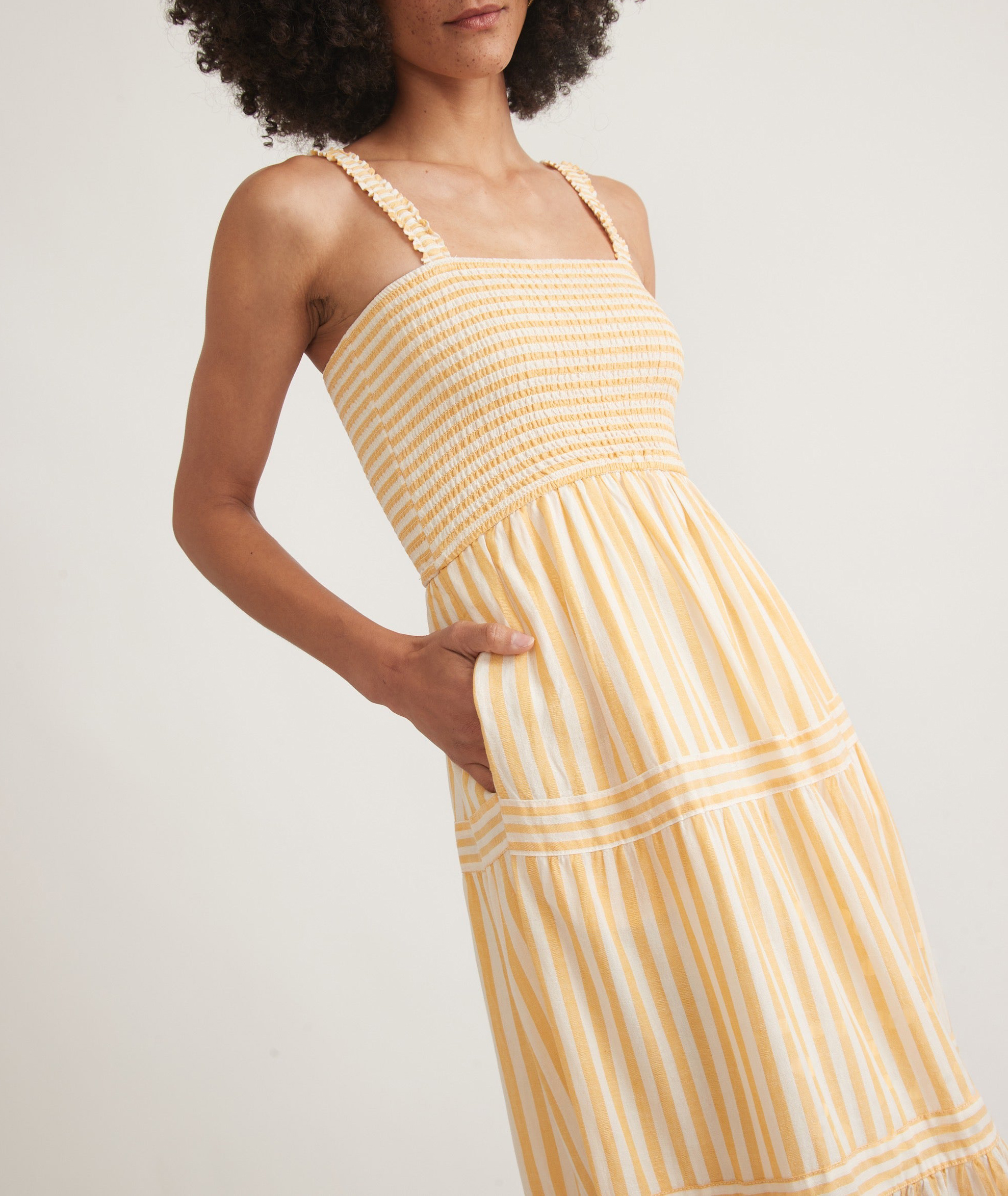 Golden Yellow Stripe Maxi Dress