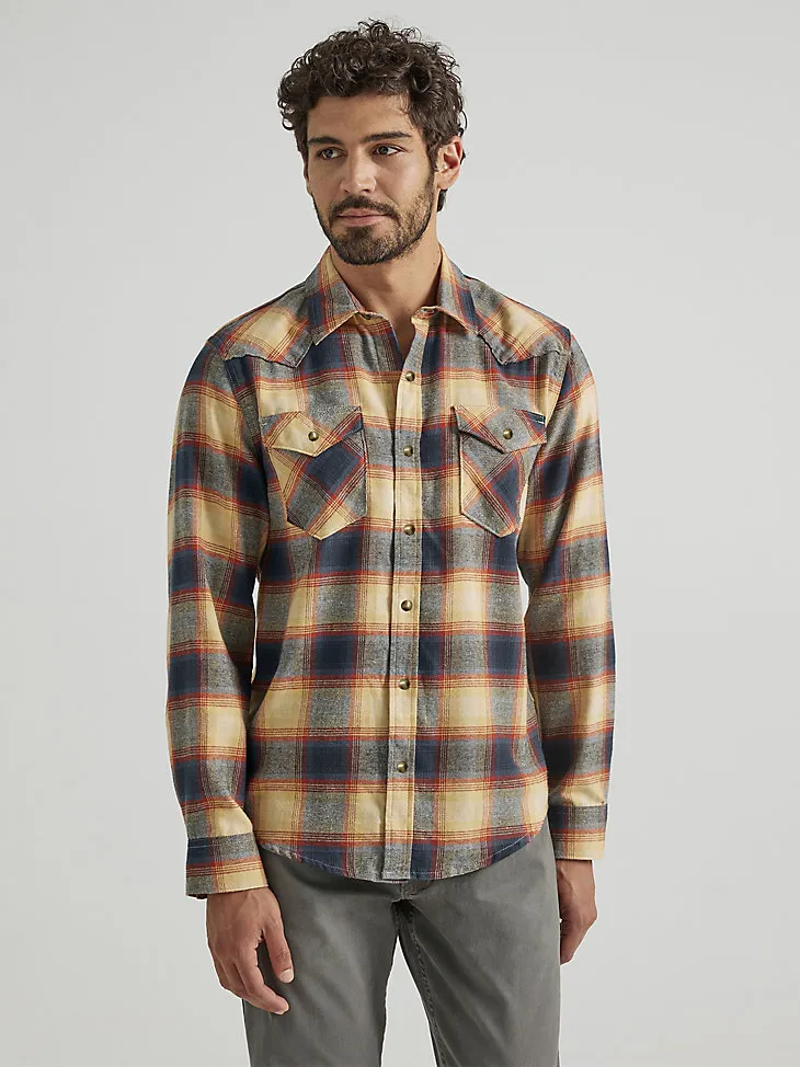 MEN'S BRUSHED FLANNEL SHIRT IN BURNT HENNA ORANGE