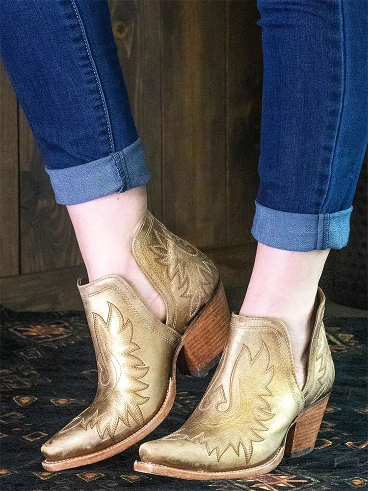 Western Cowgirl Embroidered Comfy Bootie