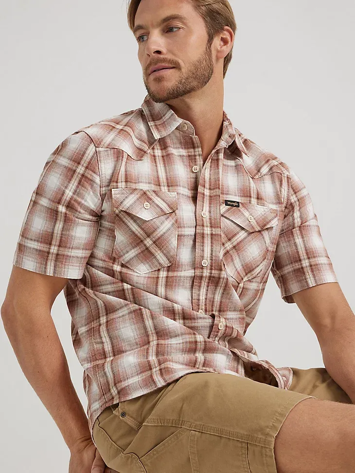 MEN'S SHORT SLEEVE PLAID SHIRT IN SEQUOIA