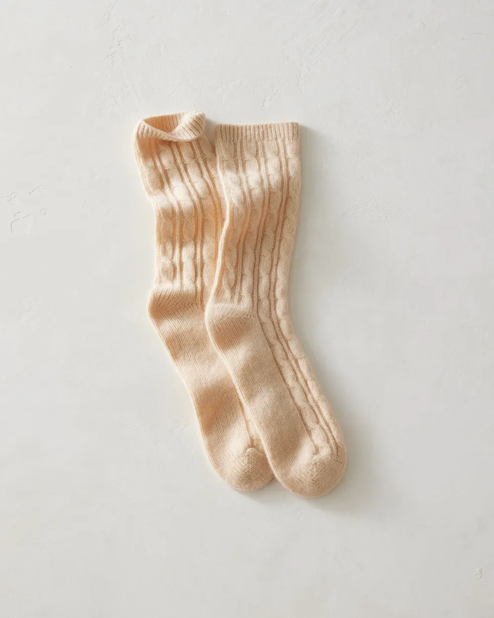 Cashmere Blend Cable Knit Socks