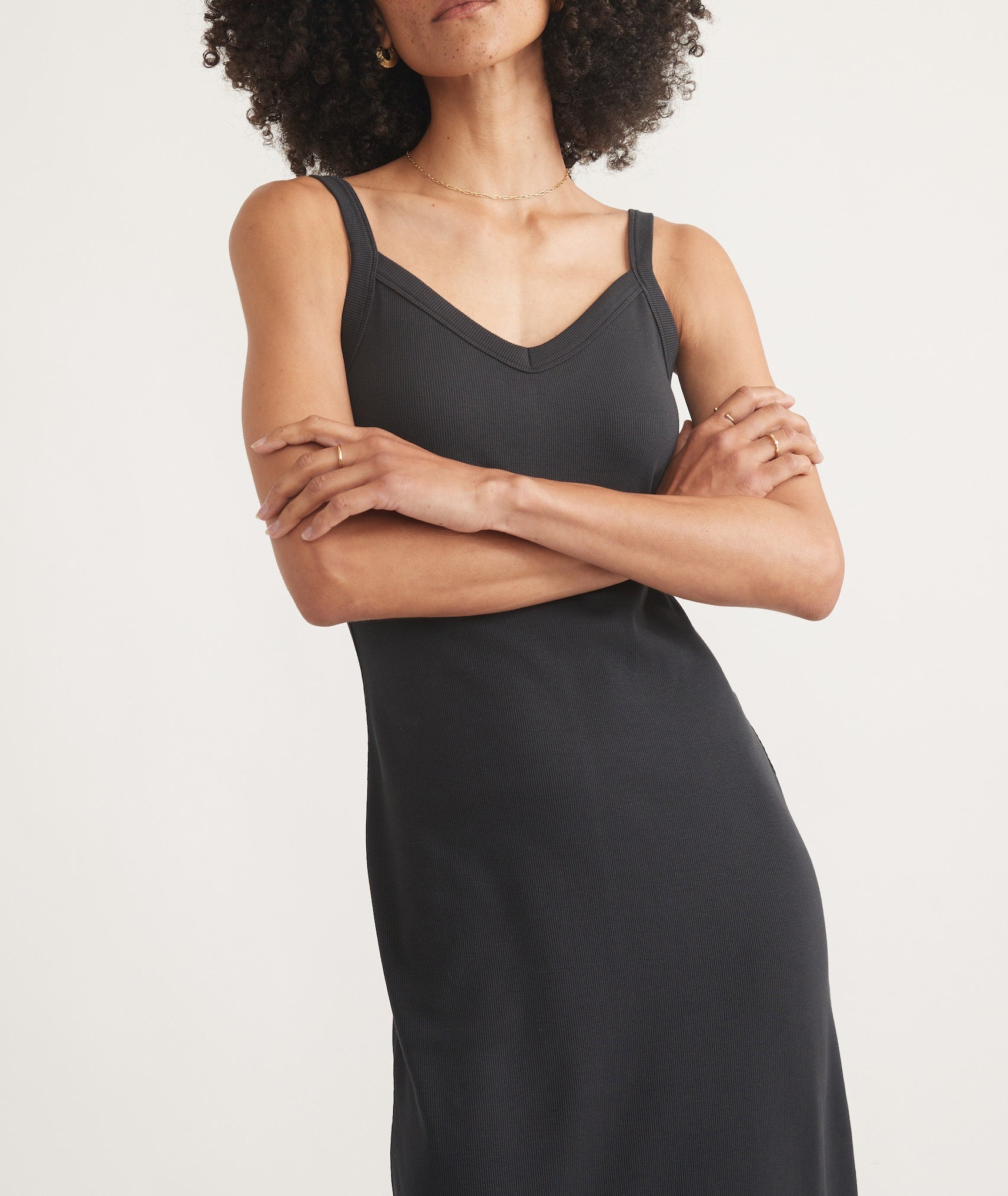 Black Lexi Rib Sun In Spaghetti Strap Dress