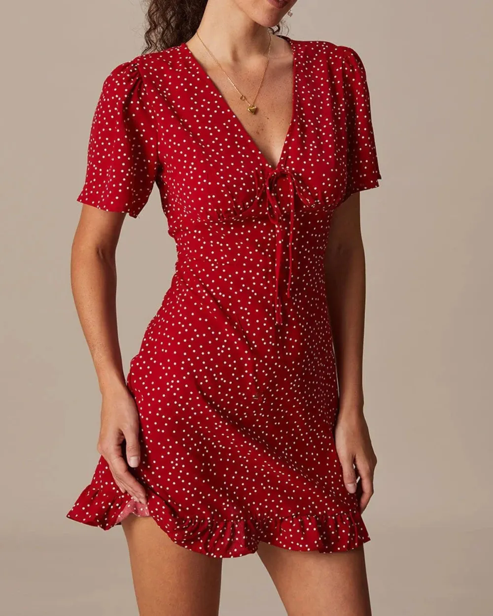 Red Polka Dot Chest Tie Dress