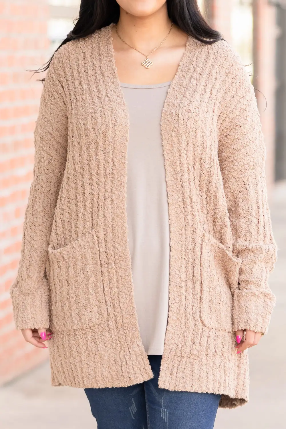 Snowed In Cardigan, Taupe