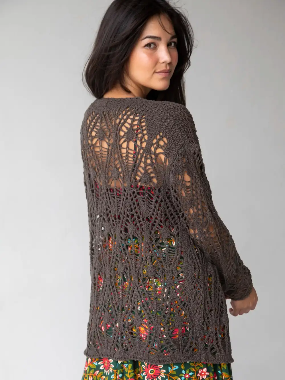 Abigail  Crochet Cardigan - Charcoal