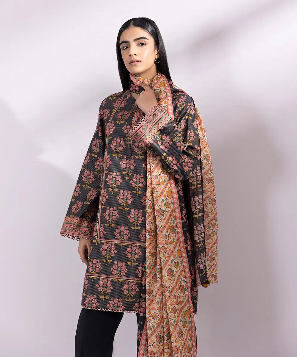 3 Piece - Printed Zari Lawn Suit