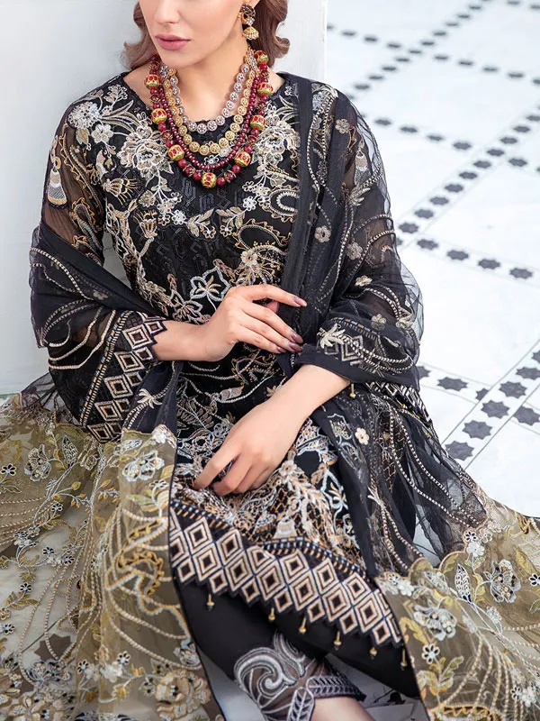 Embroidered Luxury Chiffon Elegant Ethnic Ladies Suit