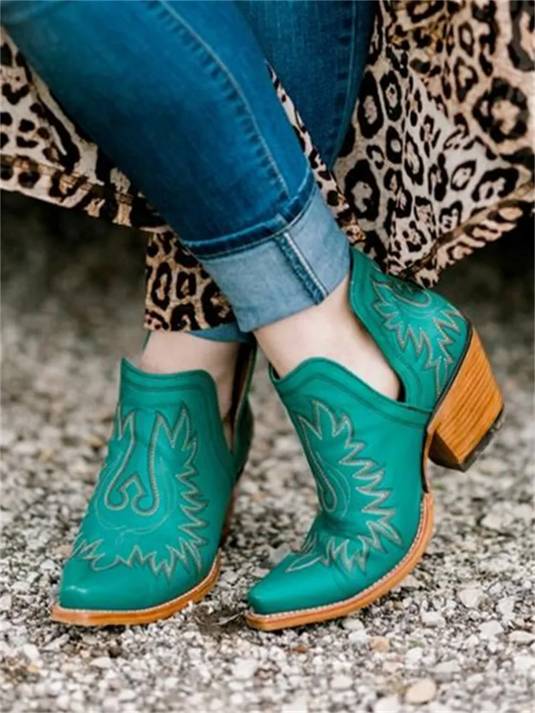 Western Cowgirl Embroidered Comfy Bootie