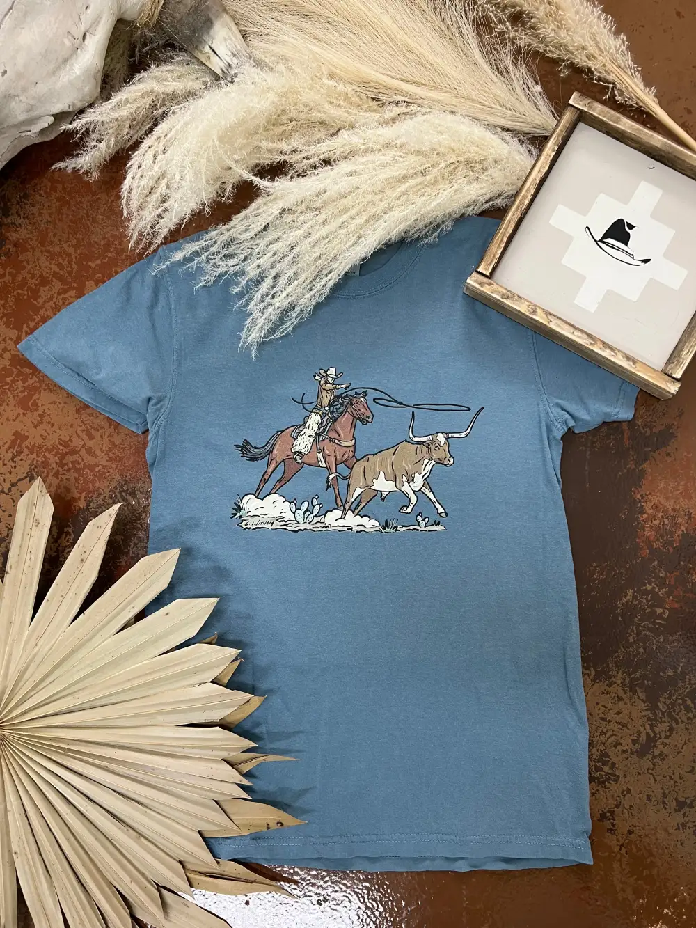 Lasso The Longhorn Tee-Blue