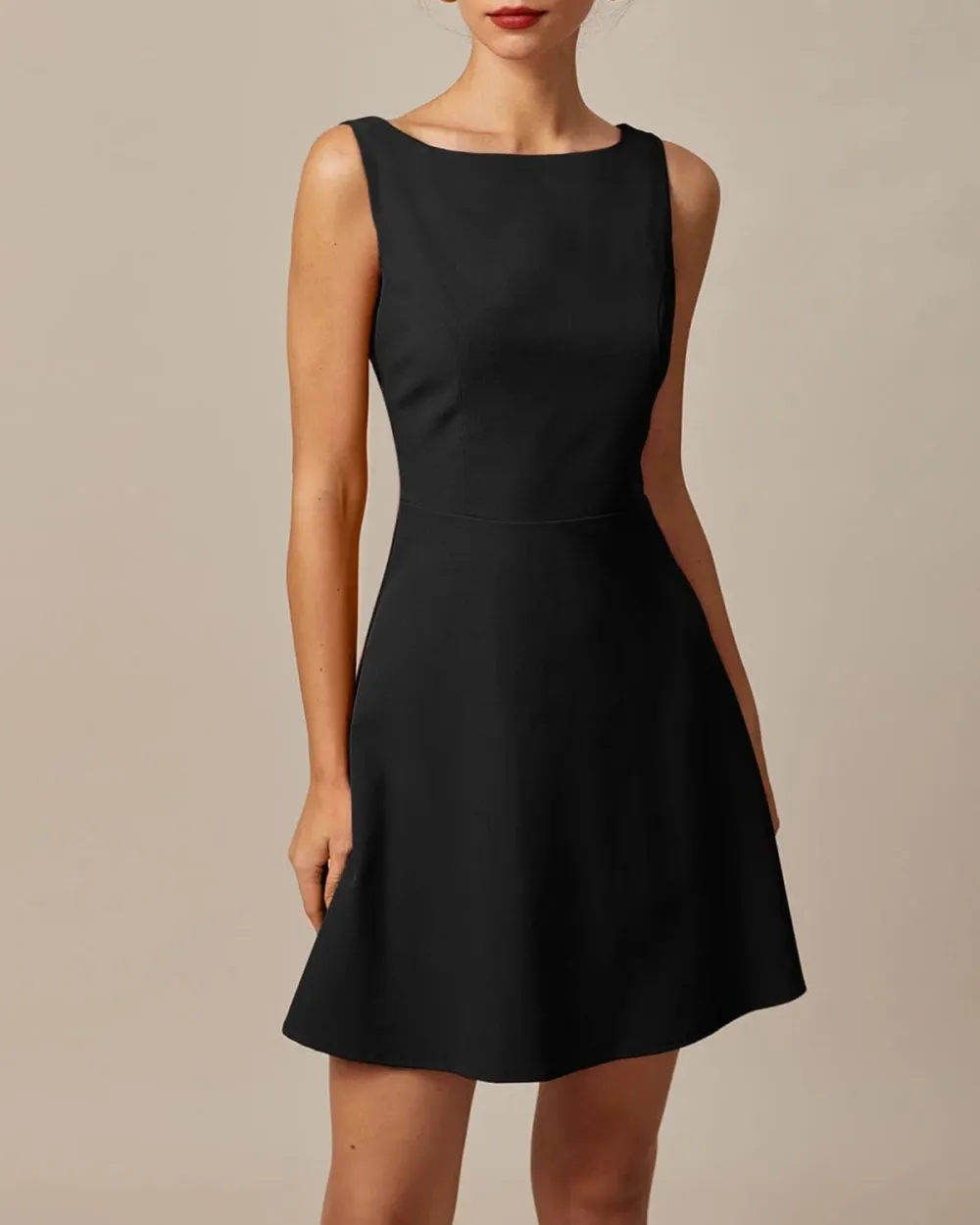 Black back v-neck dress