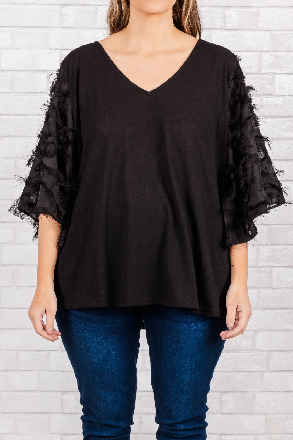 Feathered Delight Top, Black