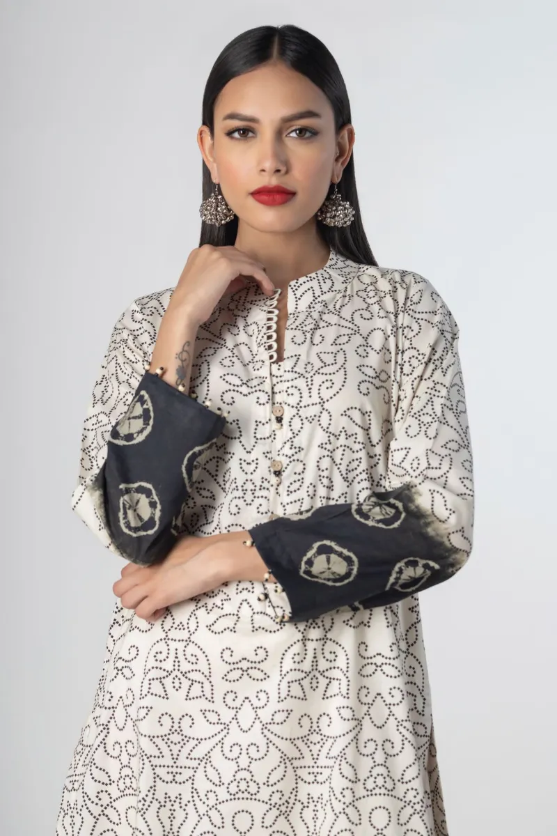 2 Piece Kurta | Embroidered & Pants DKhaki