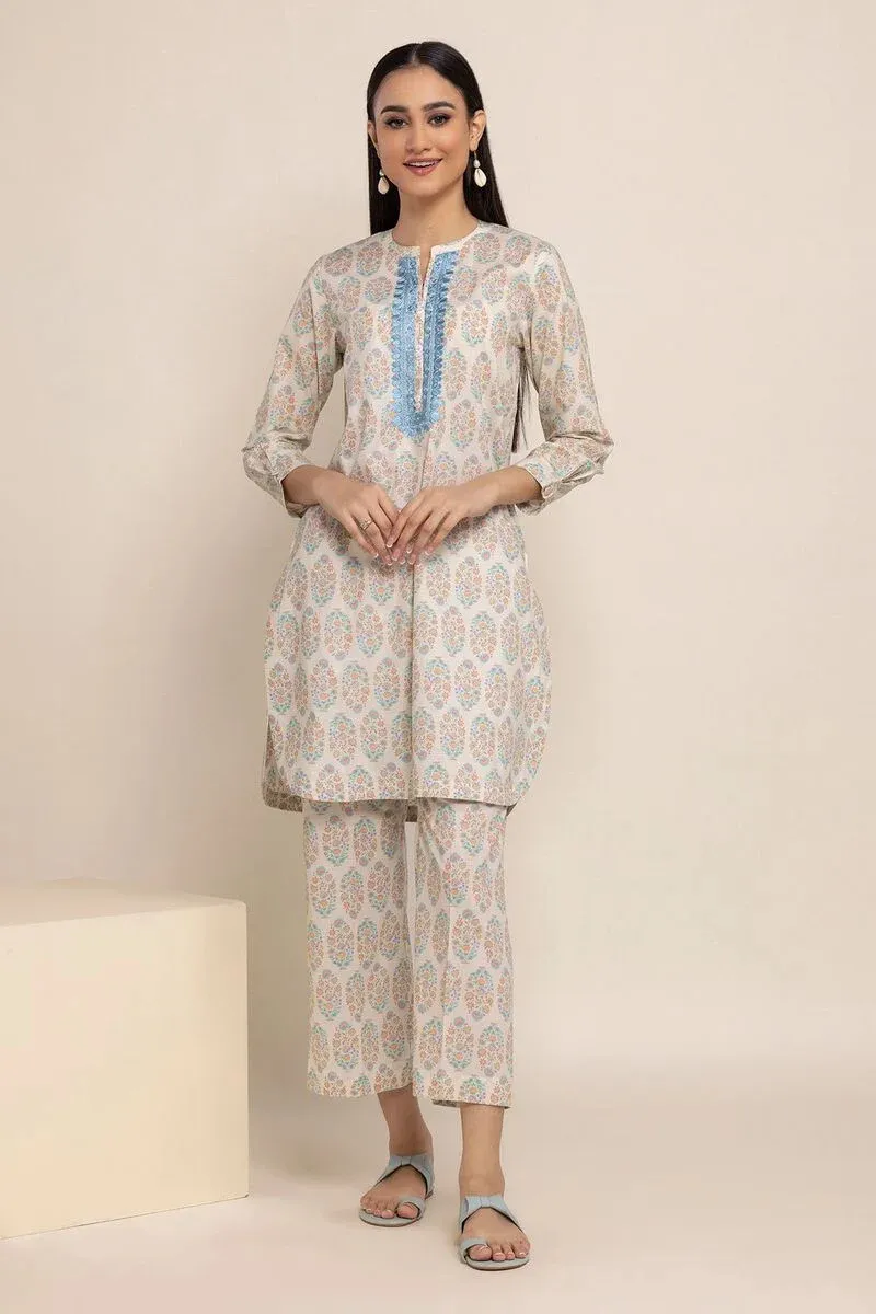 2 Piece | Kurta & Pants | Color Khaki