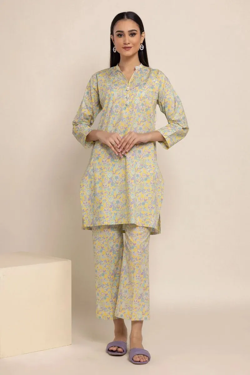 2 Piece | Kurta & Pants | Color Light Yellow Green