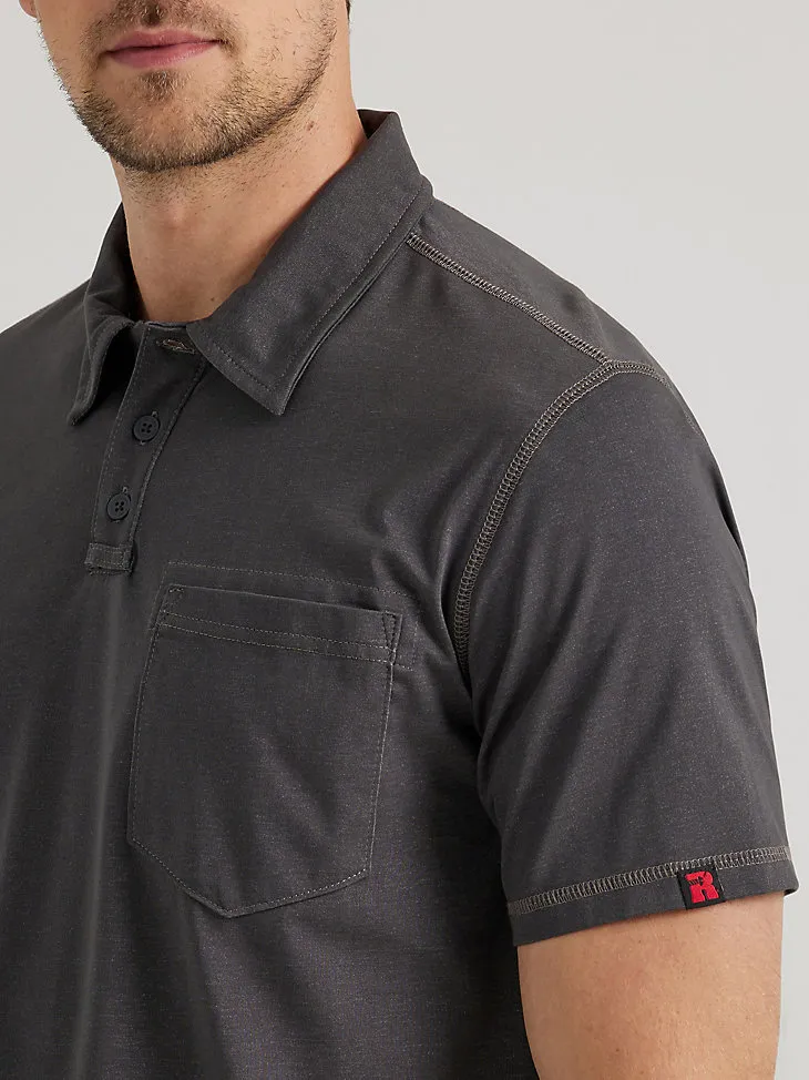 WRANGLER® RIGGS WORKWEAR® PERFORMANCE KNIT POLO IN NAVY HEATHER