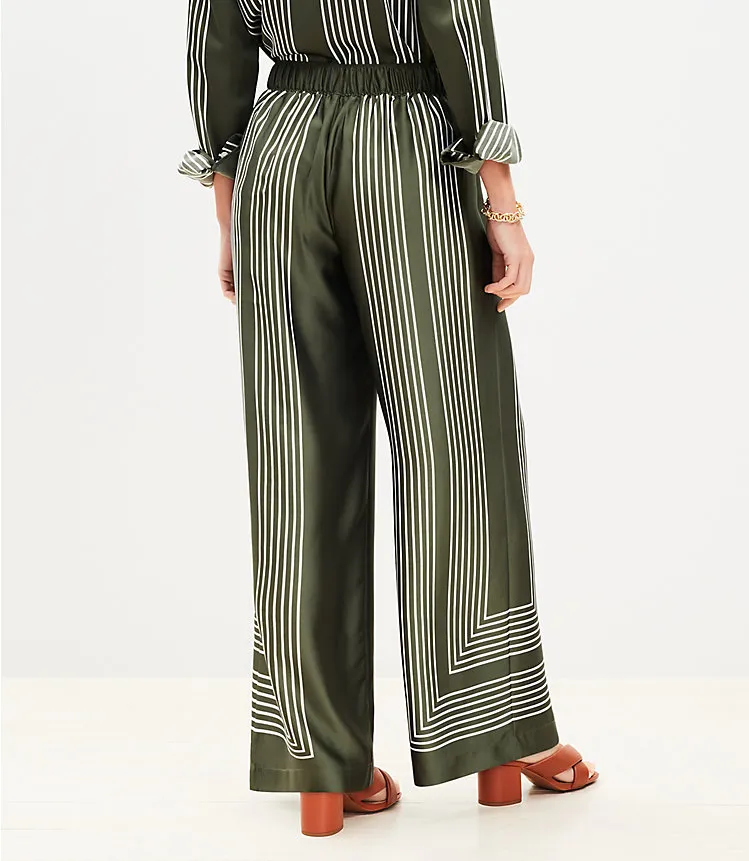 Fluid Pull On Wide Leg Pants in Striped Twill