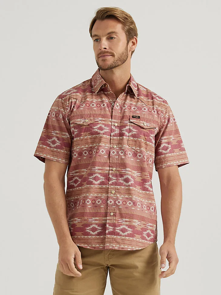 MEN'S SHORT SLEEVE PRINTED SHIRT IN CACTUS COWBOY GREEN