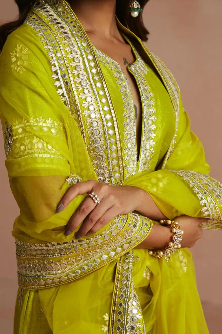 Mehendi Green Gota Gharara Set