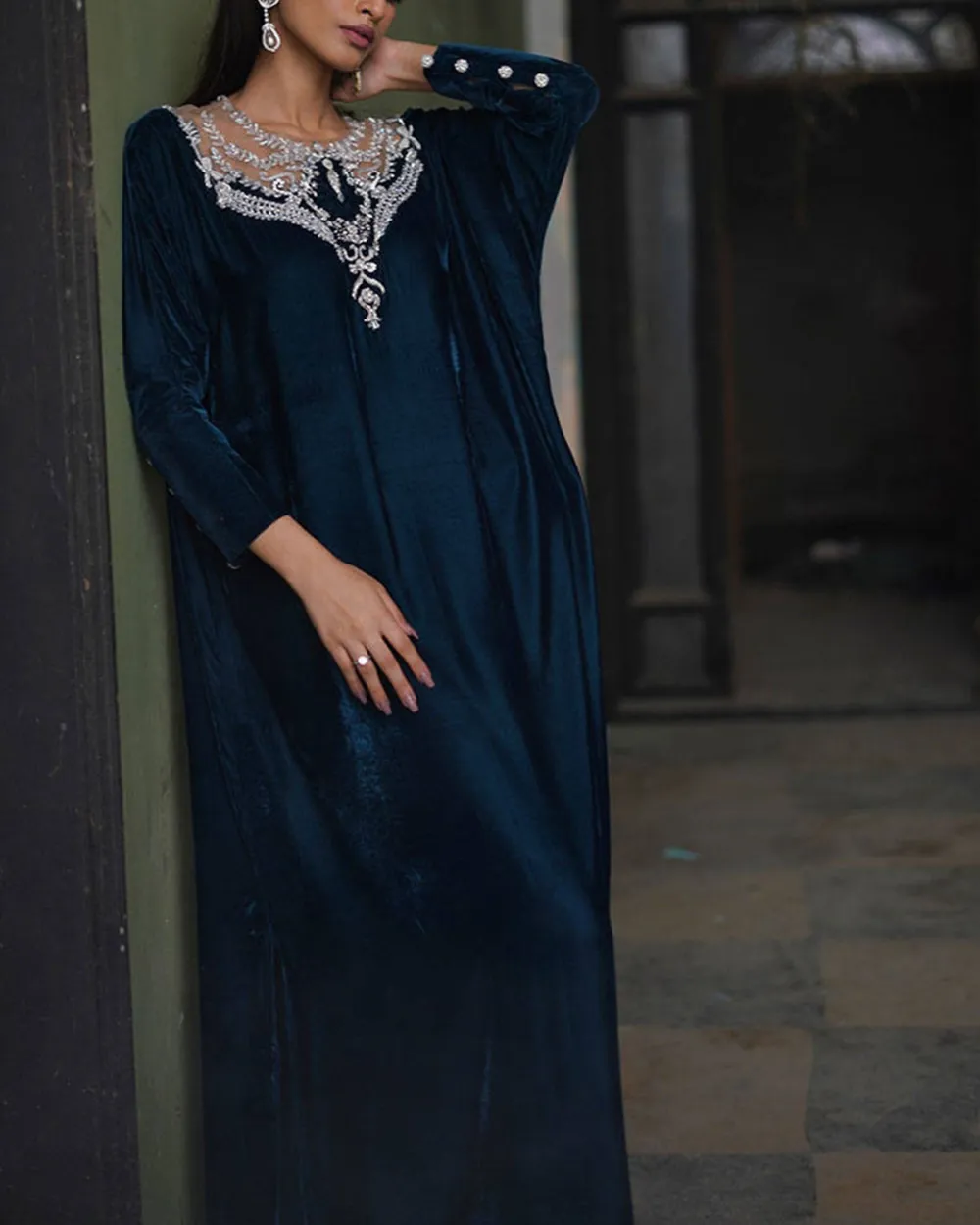 Diamontee Velvet Kaftan