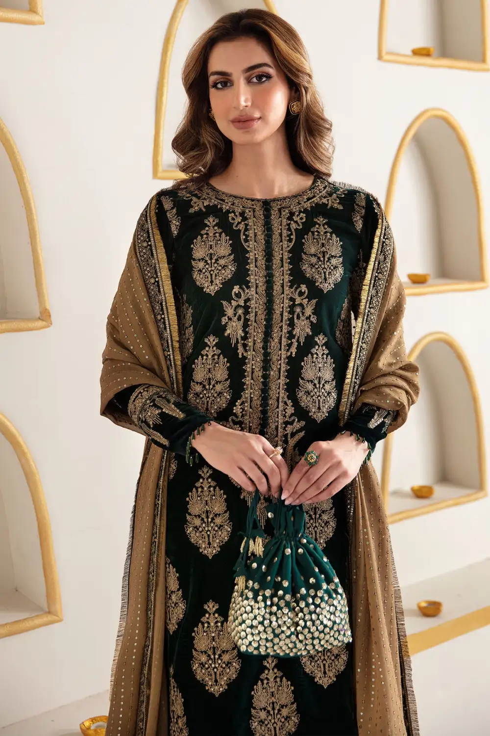 Embroidered Velvet Formal Sets