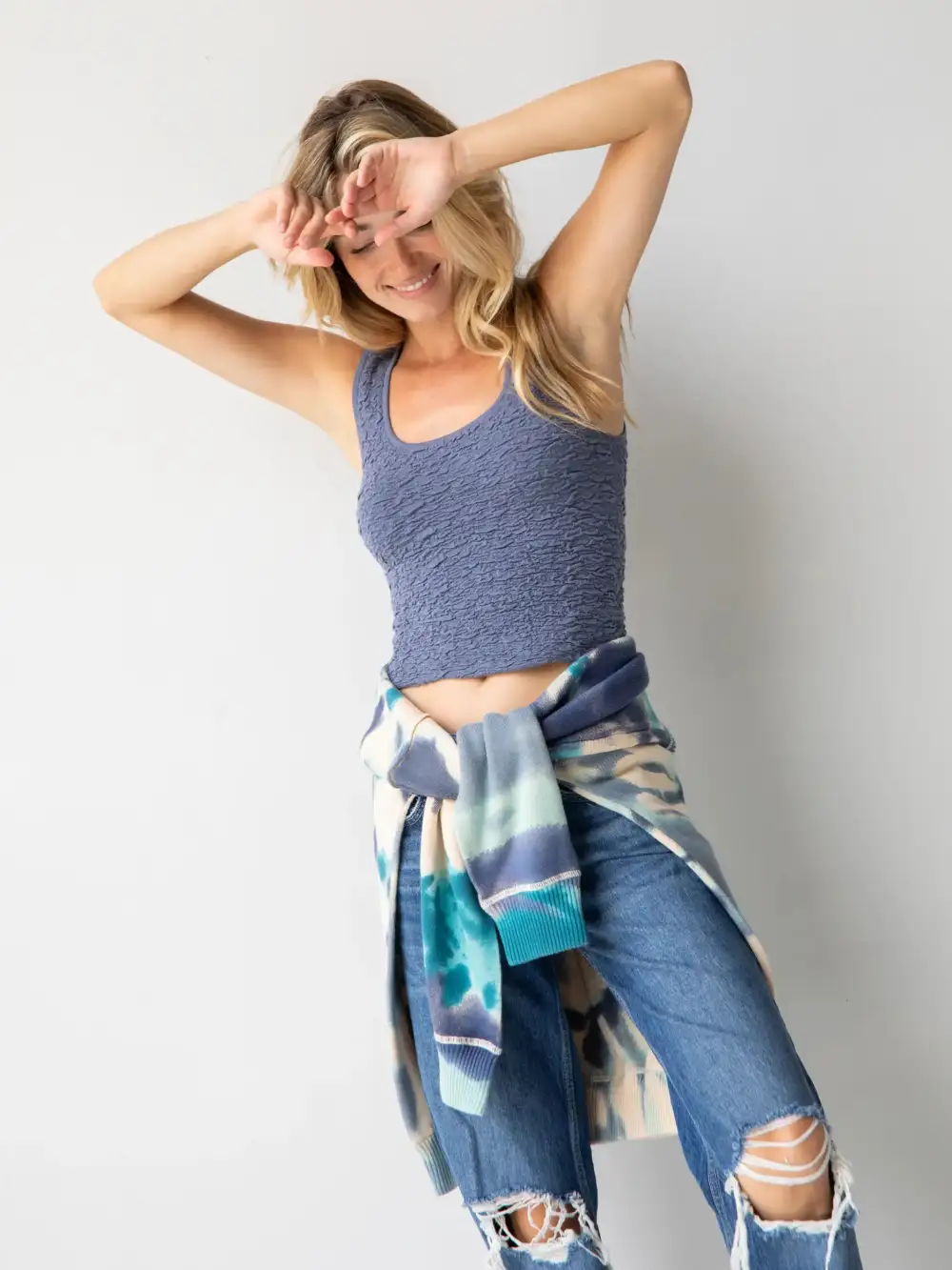 Taylor Oversized Cotton Sweater - Blue Tie-Dye