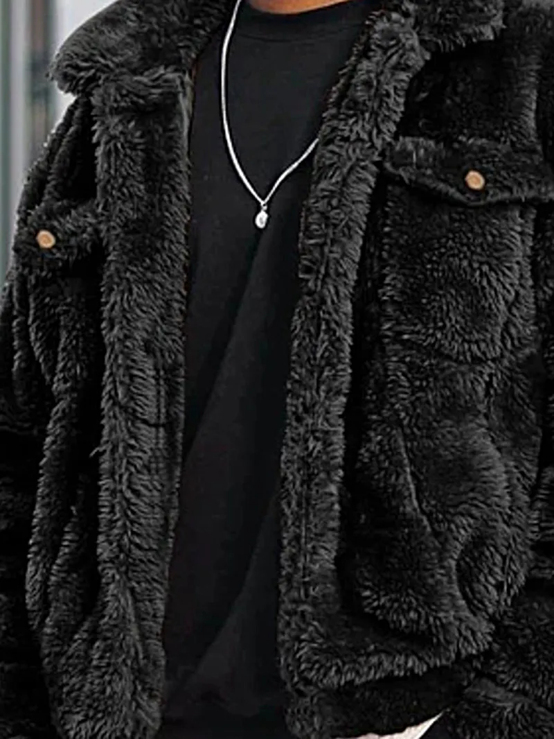 Men's Casual Oversized Plush Coat Jacket